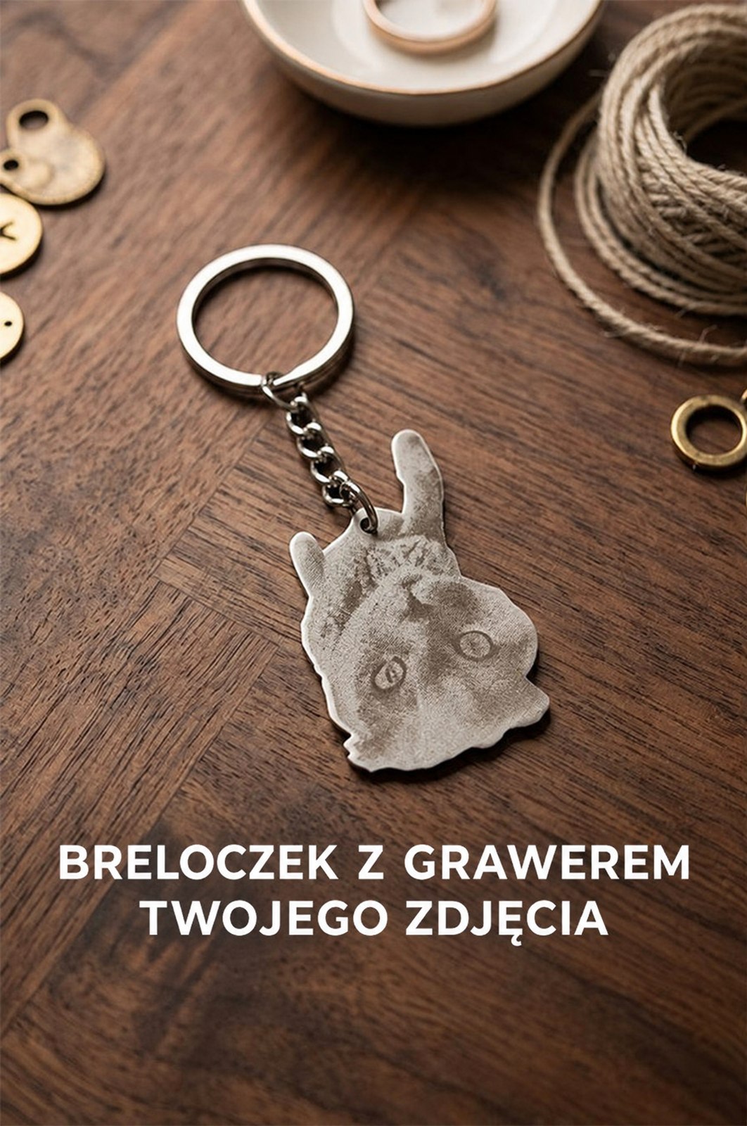 Grawer fotografii na stalowym breloczku